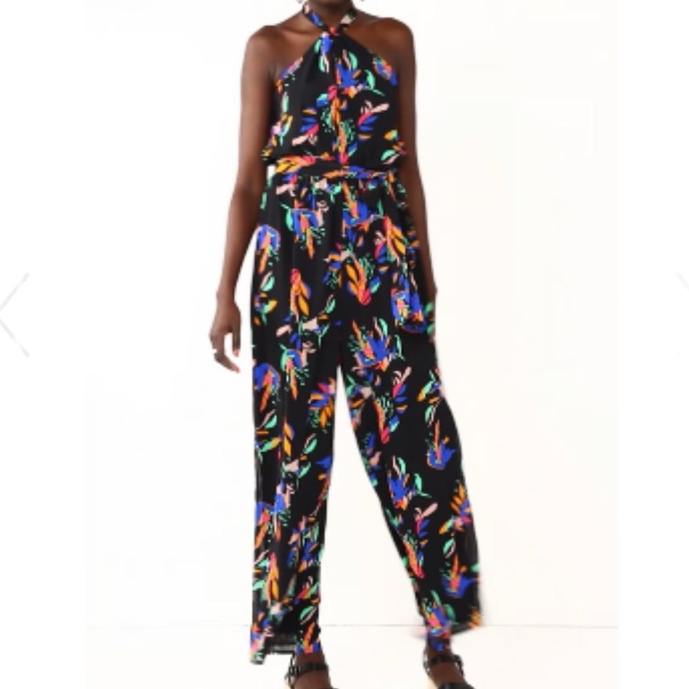 NWT Nine West Colorful Leaf Print Women's Jumpsuit